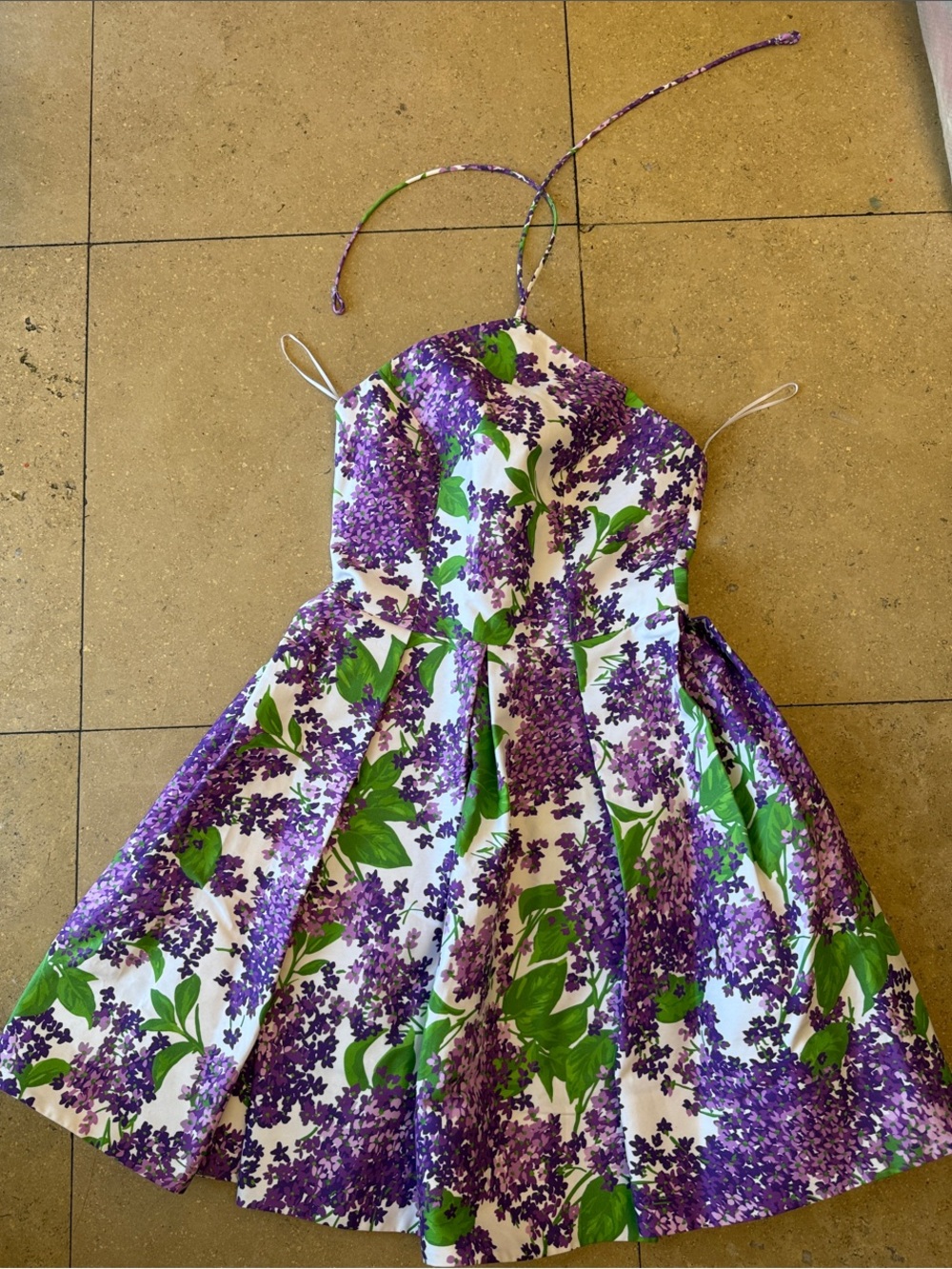 Michael Kors Collection Purple and Green Floral Halter Mini Dress